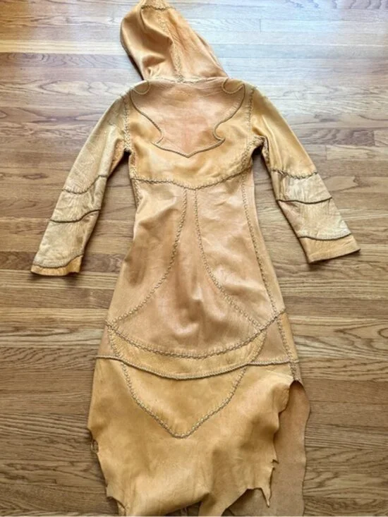 Vintage Pieles Pitic 70’s whipstitch leather raw edge festival hippie coat - Picture 12 of 13